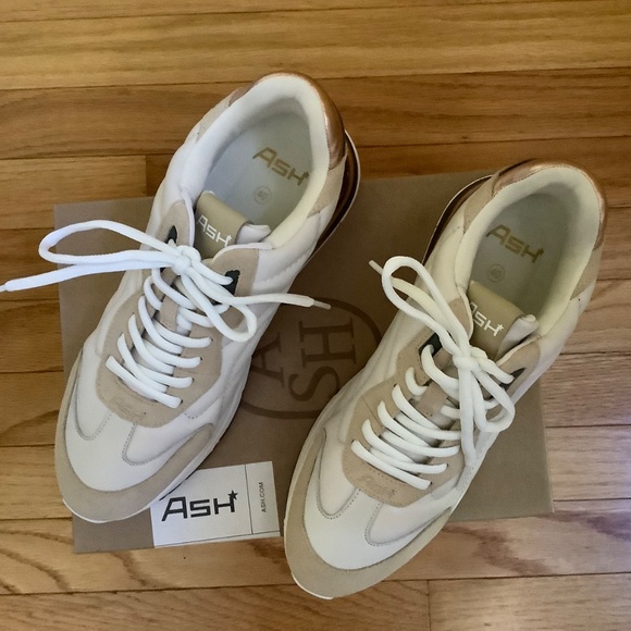 Ash Kacy Leather And Suede Sneakers Biscuit Off White SZ EU 40/ US 9.5 - Picture 2 of 16